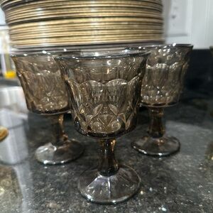 Small Elegant Smoke Glass Goblets